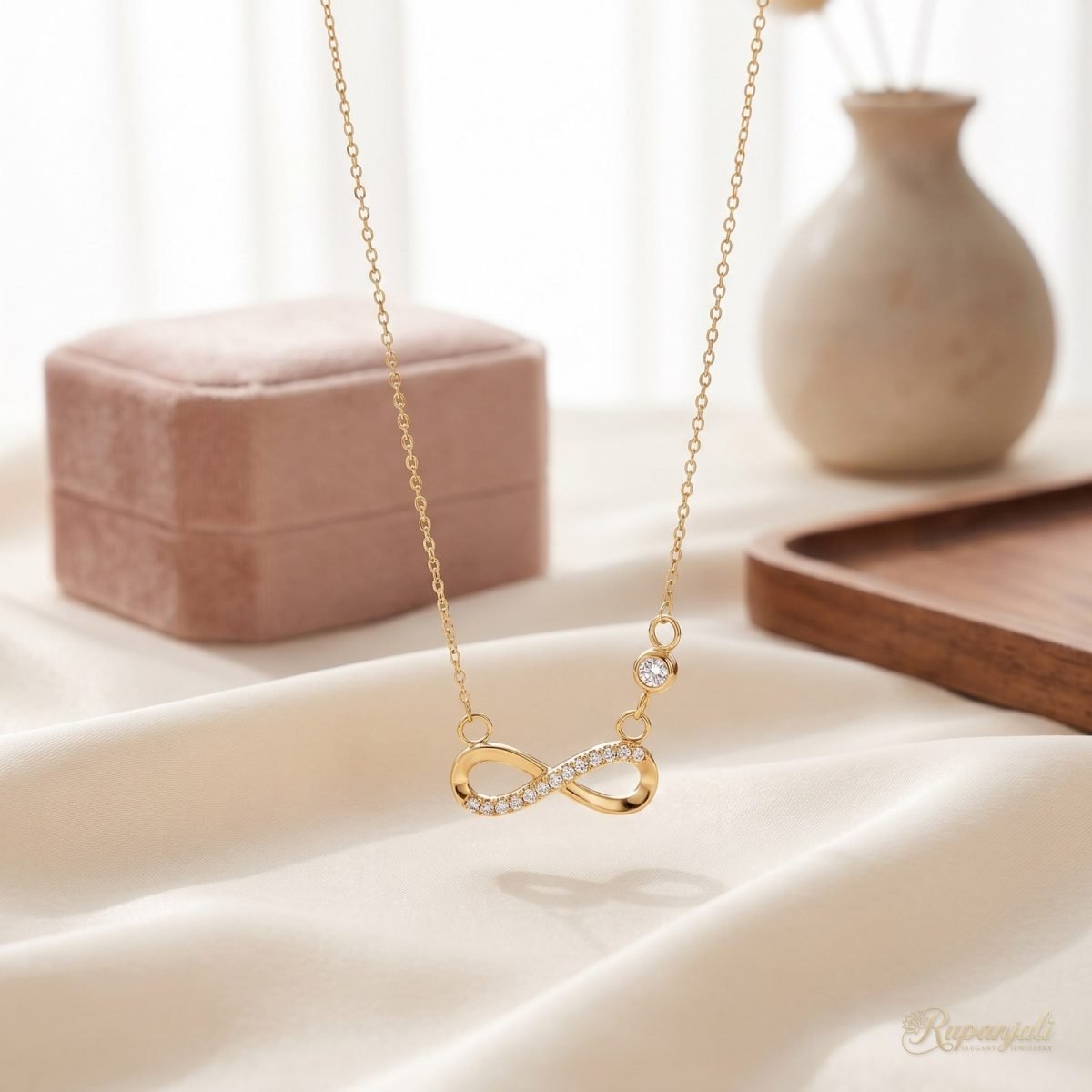 Gold Infinity Necklace with CZ — Forever Symbol Pendant 2