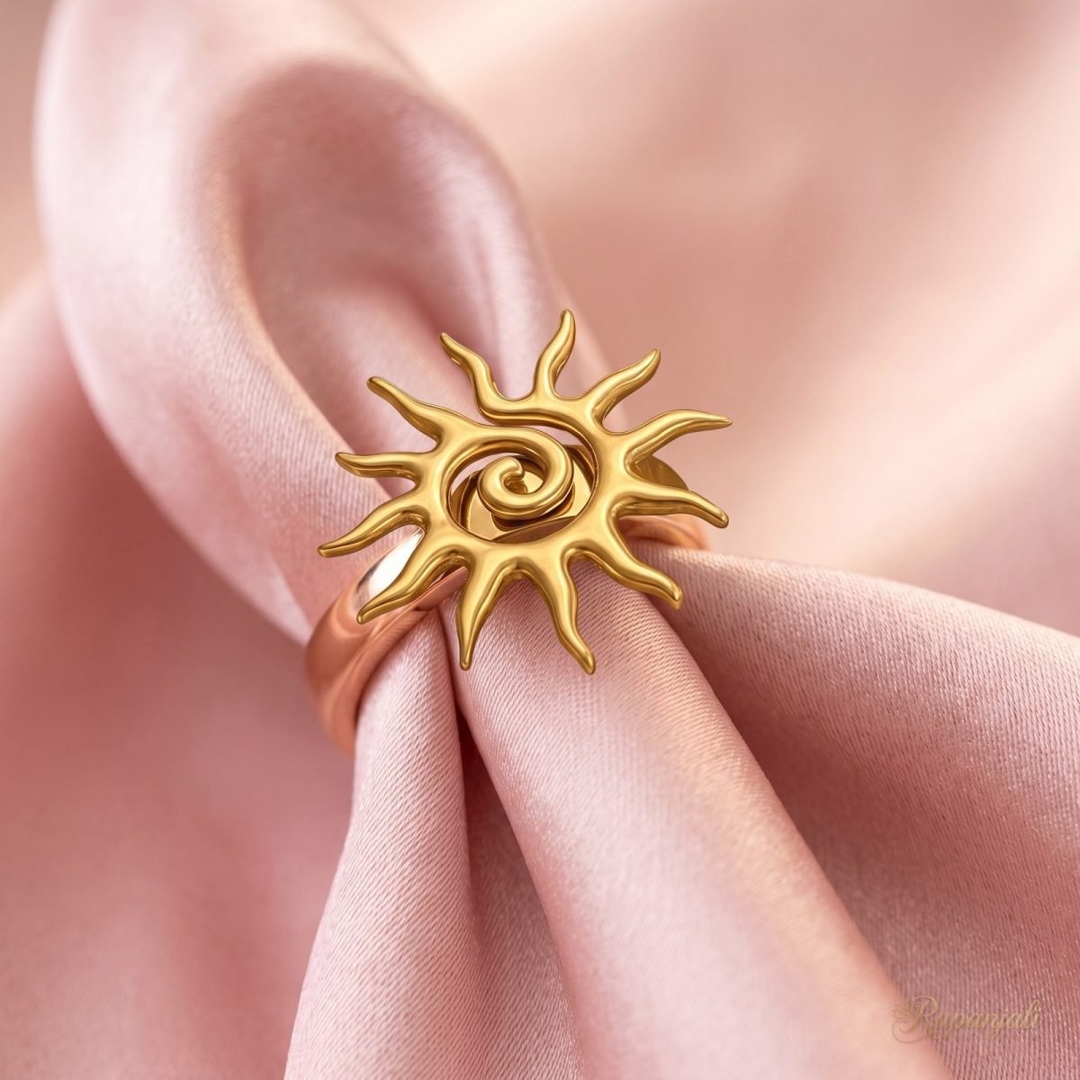 Vintage Sun Open Ring — Bold Spiral Statement 4