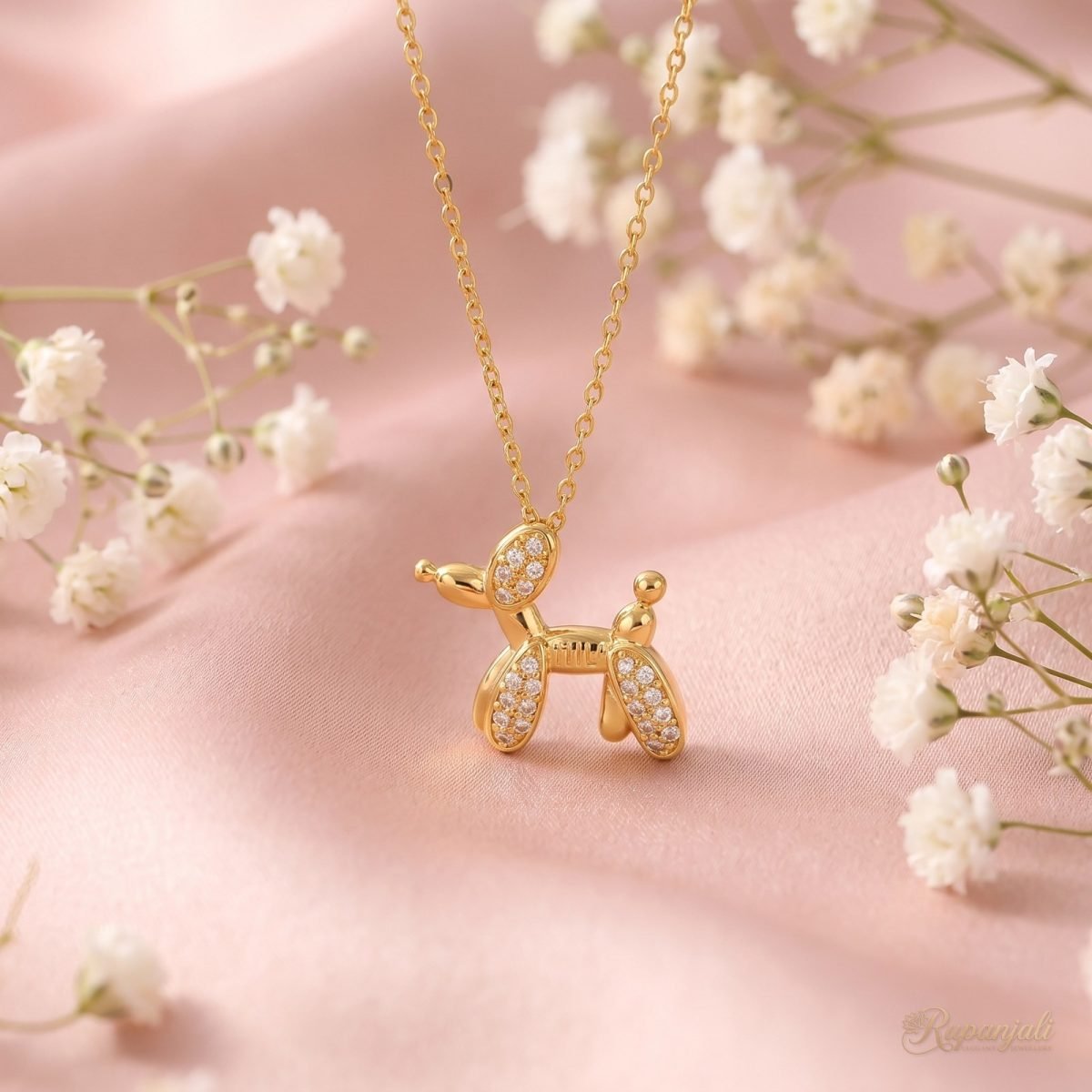 Balloon Dog Necklace — Micro Zircon Puppy Charm 3