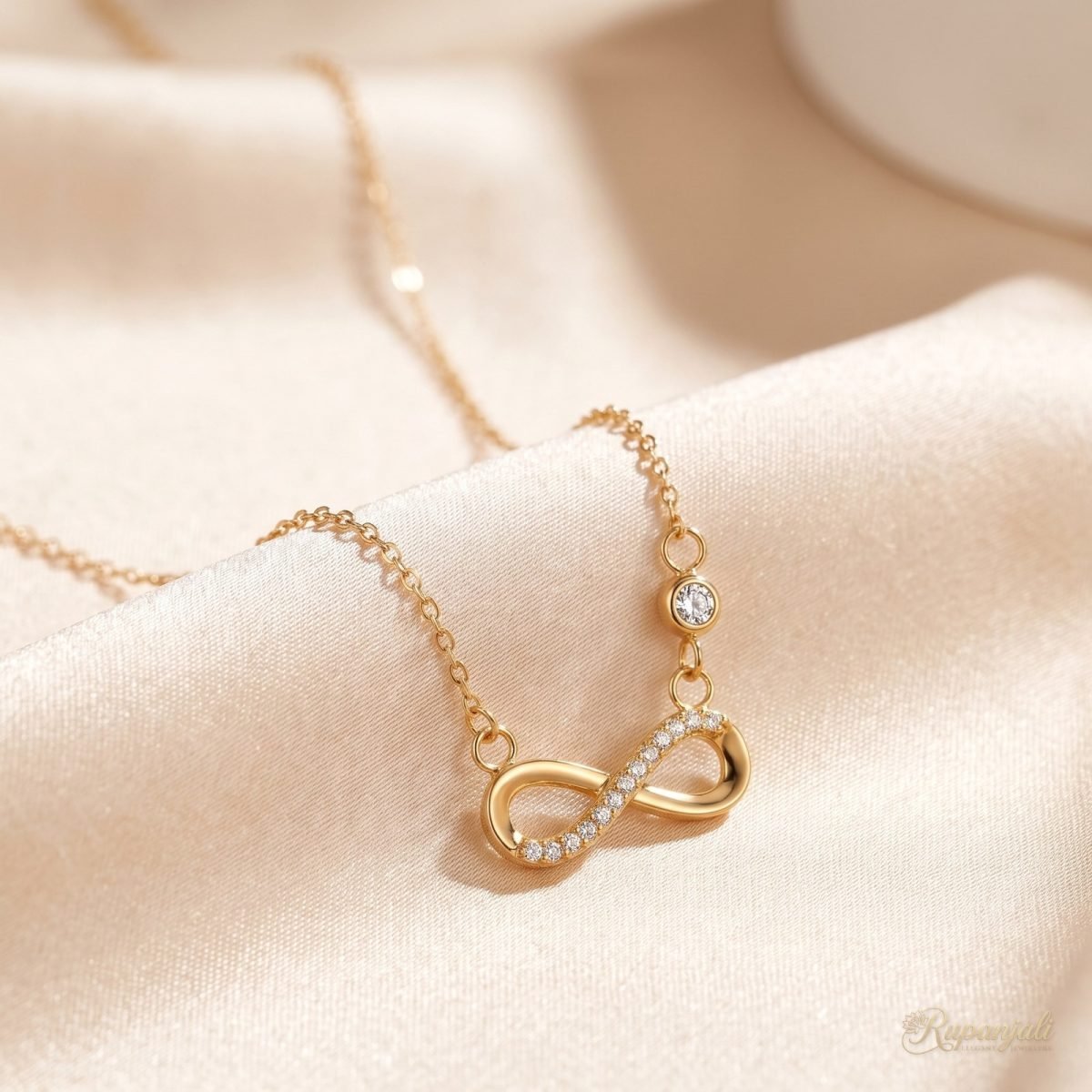 Gold Infinity Necklace with CZ — Forever Symbol Pendant 1