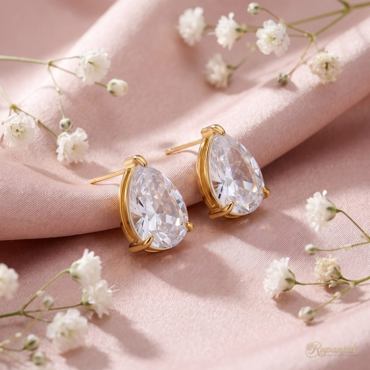 Pear Zircon Stud Earrings — Water Drop 3