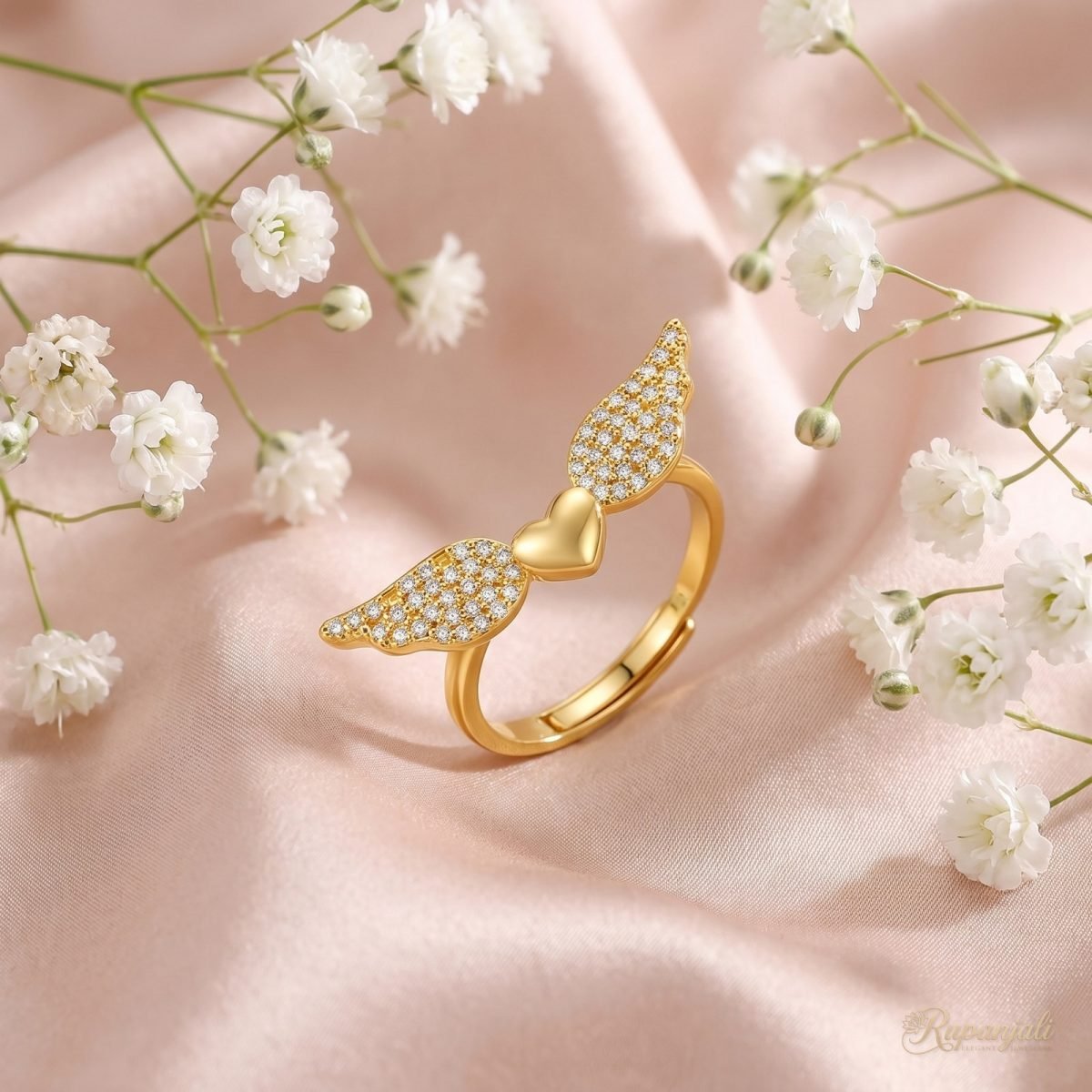 Angel Wings Heart Ring — Winged Pave Love 3