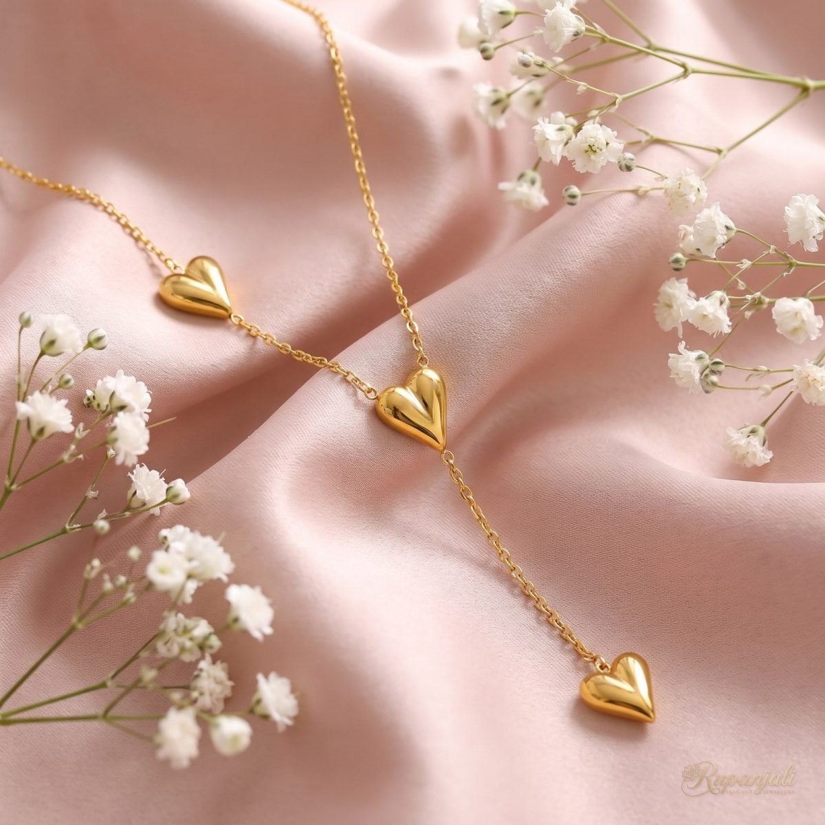 Peach Heart Tassel Necklace — Trio Drop 3
