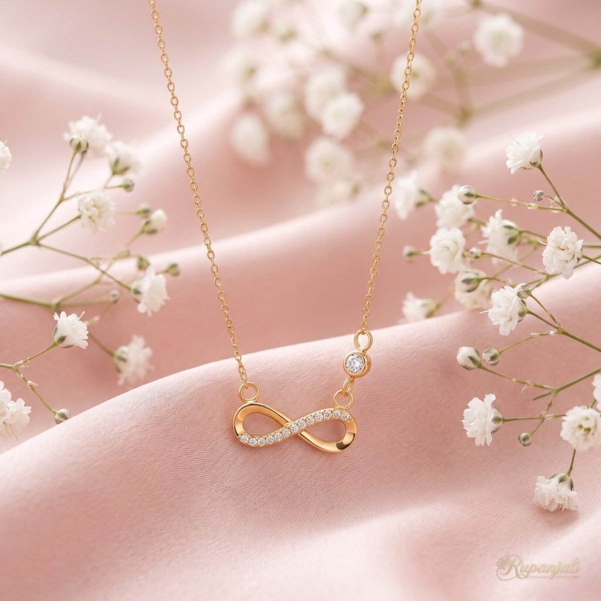 Gold Infinity Necklace with CZ — Forever Symbol Pendant 3
