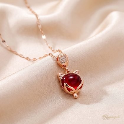 Red Fox Necklace — Ruby-Red Cabochon