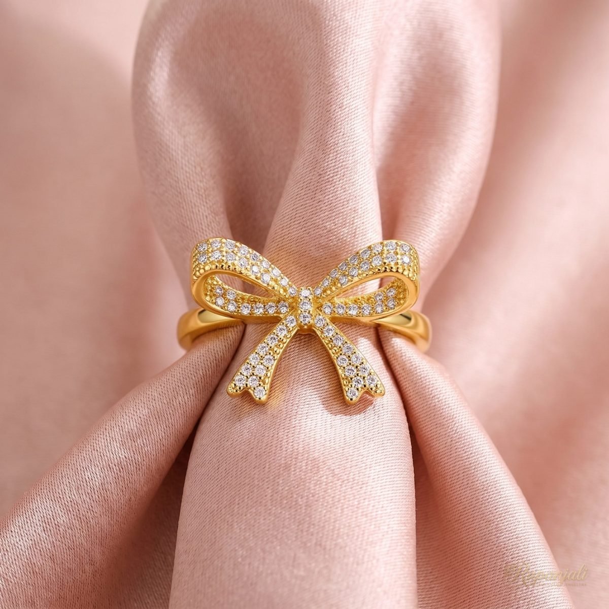 Pave Bow Ring — Sparkling Ribbon Knot 4