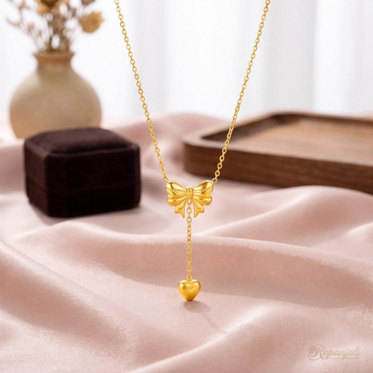 Princess Bow Necklace — Heart Drop 2
