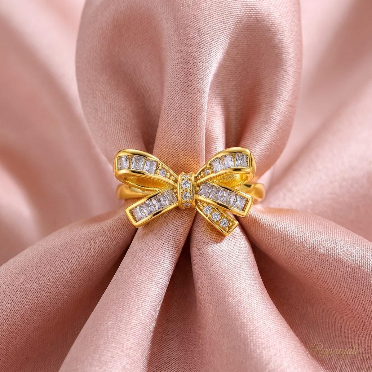 Baguette Bow Ring — Channel-Set Ribbon 4