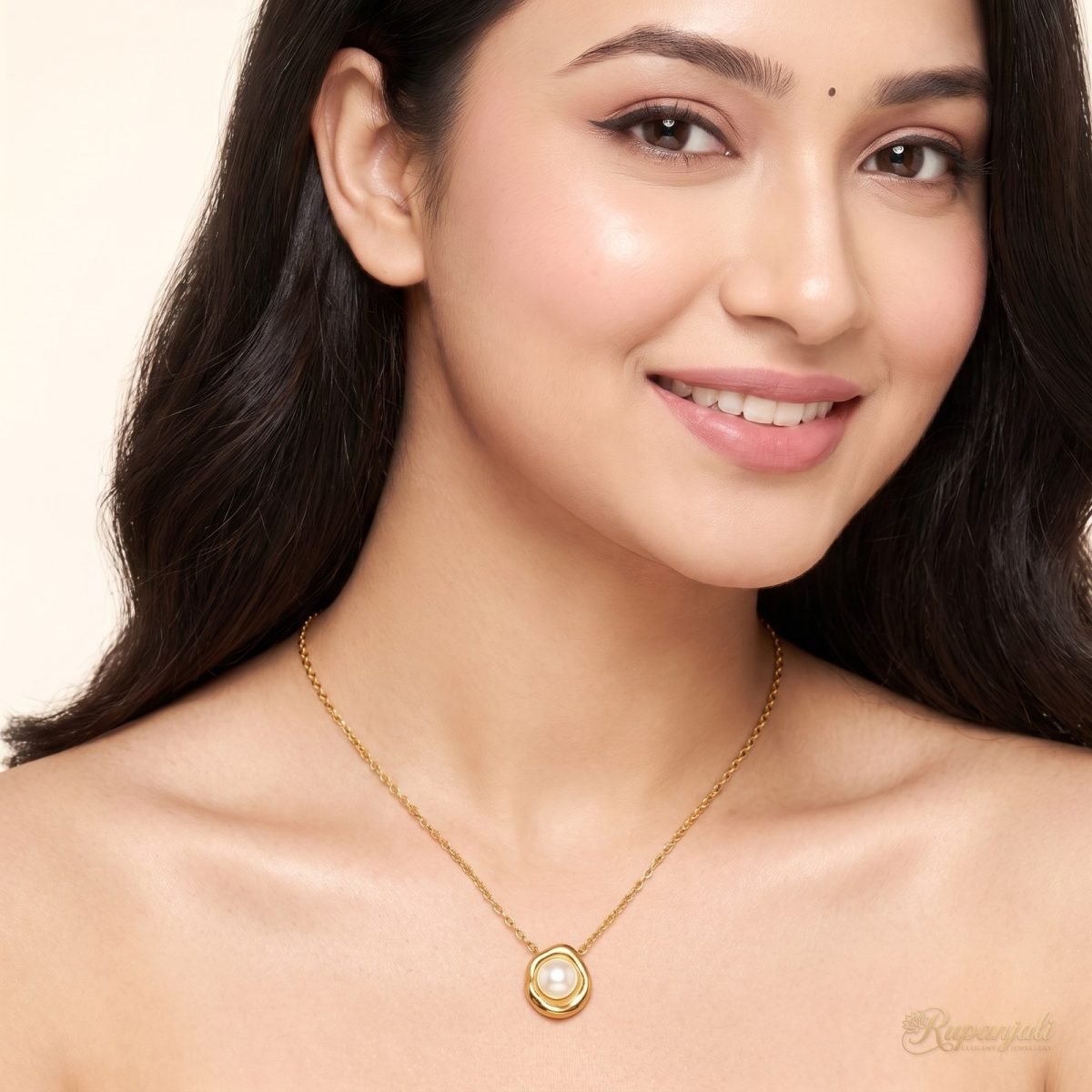 Gold Pearl Nest Pendant Necklace — Dainty Clavicle Chain 5