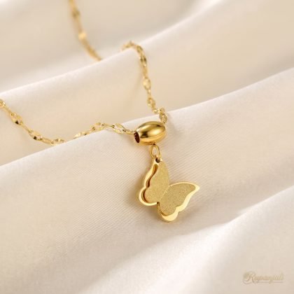 Matte Butterfly Necklace — Double Layer Pendant