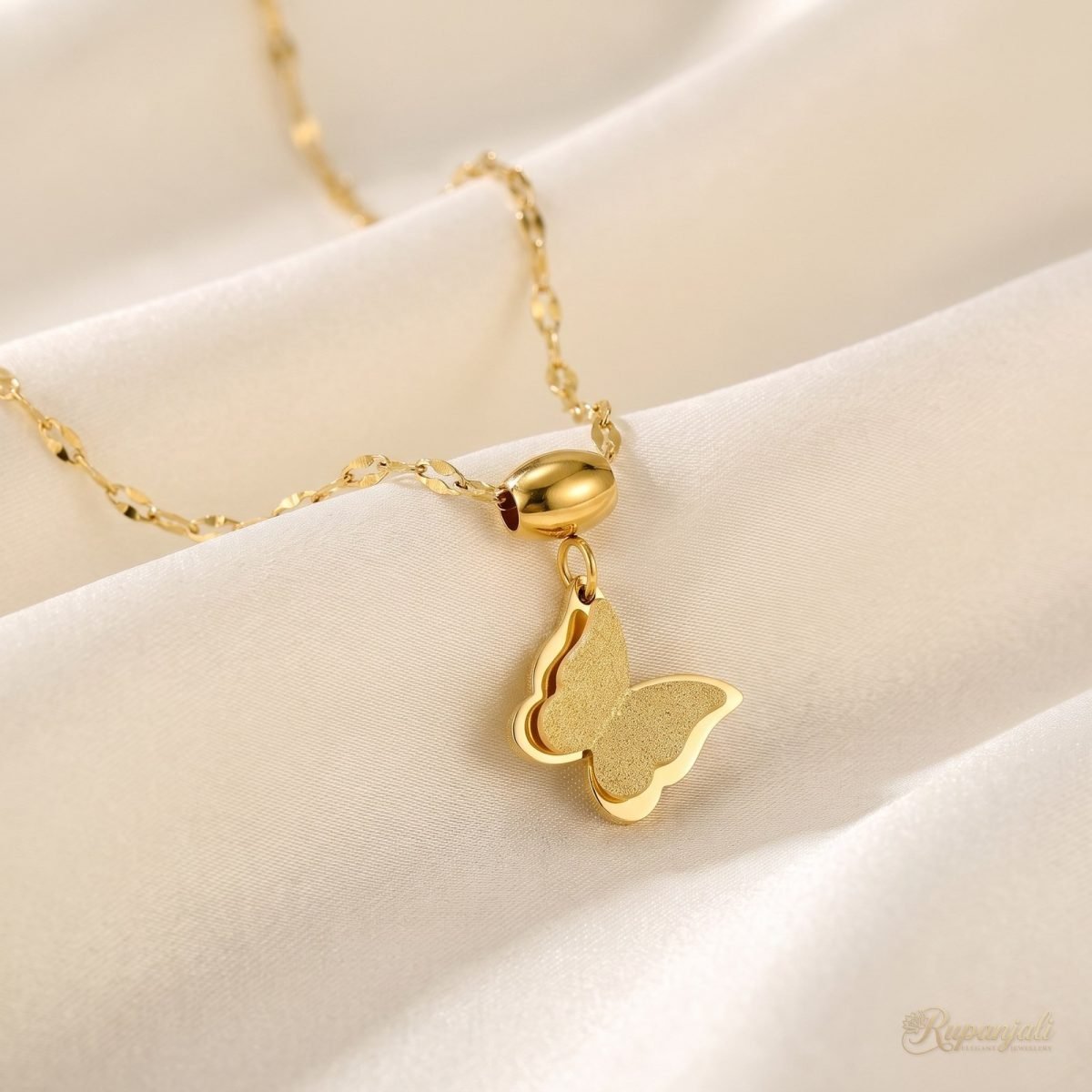 Matte Butterfly Necklace — Double Layer Pendant 1