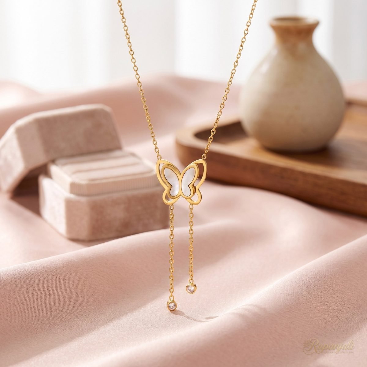 Shell Butterfly Tassel Necklace — Lariat Drop 2