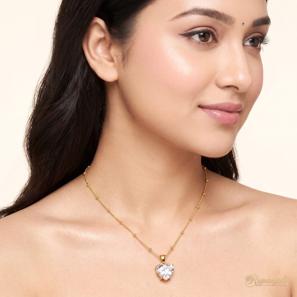Heart Solitaire Zircon Necklace — 18K Plated Satellite Chain 5