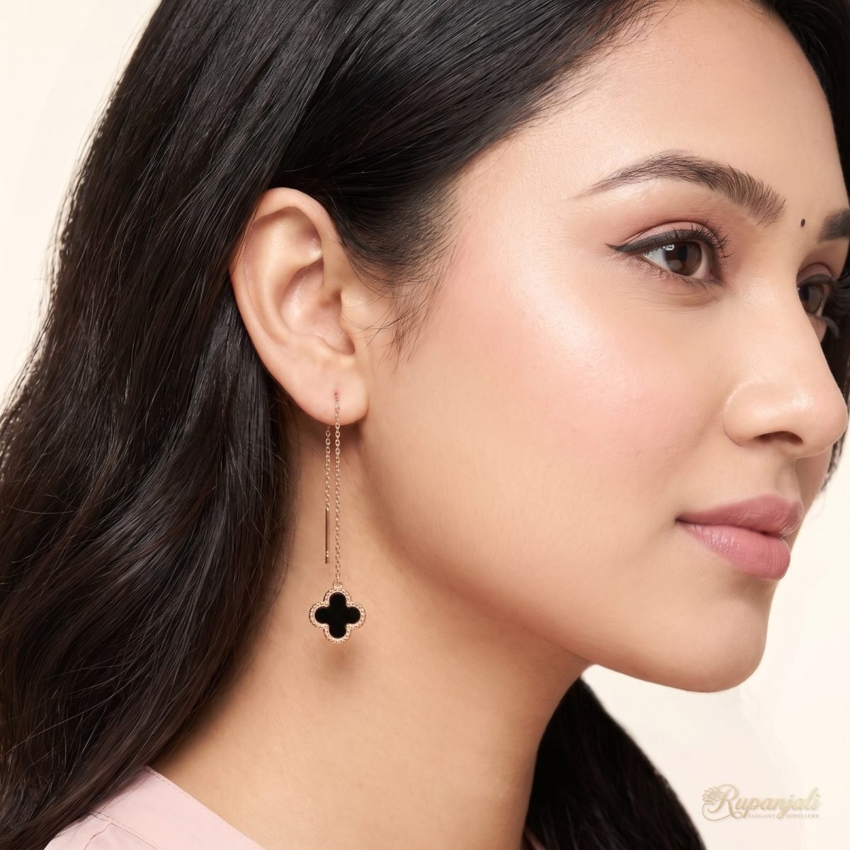Clover Tassel Earrings — Rose Gold Duo 5
