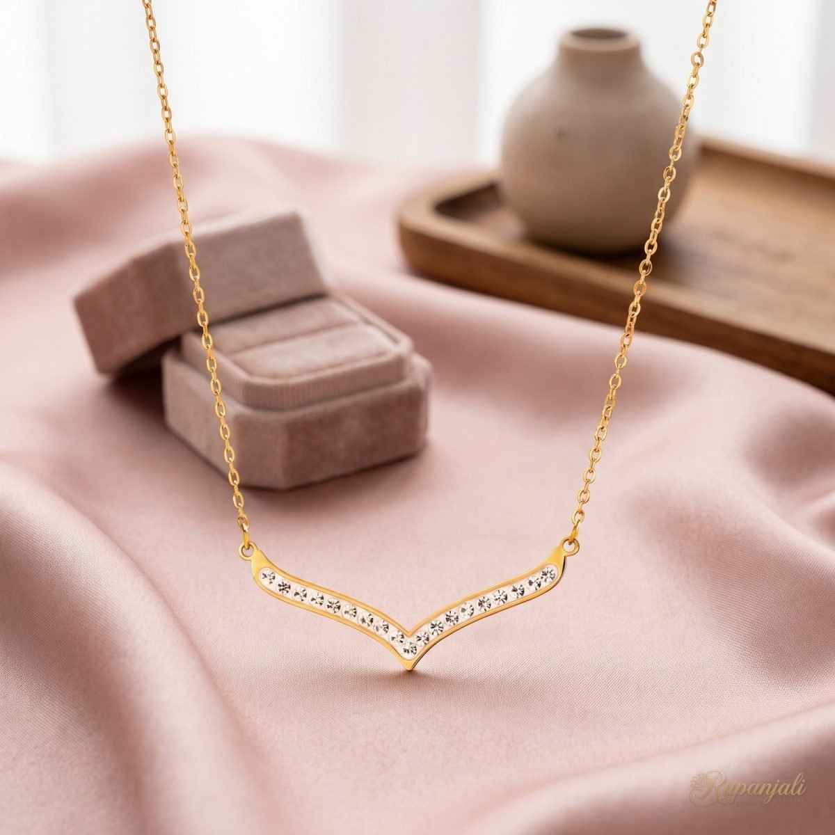 Crystal V Necklace — Wishbone Bar 2