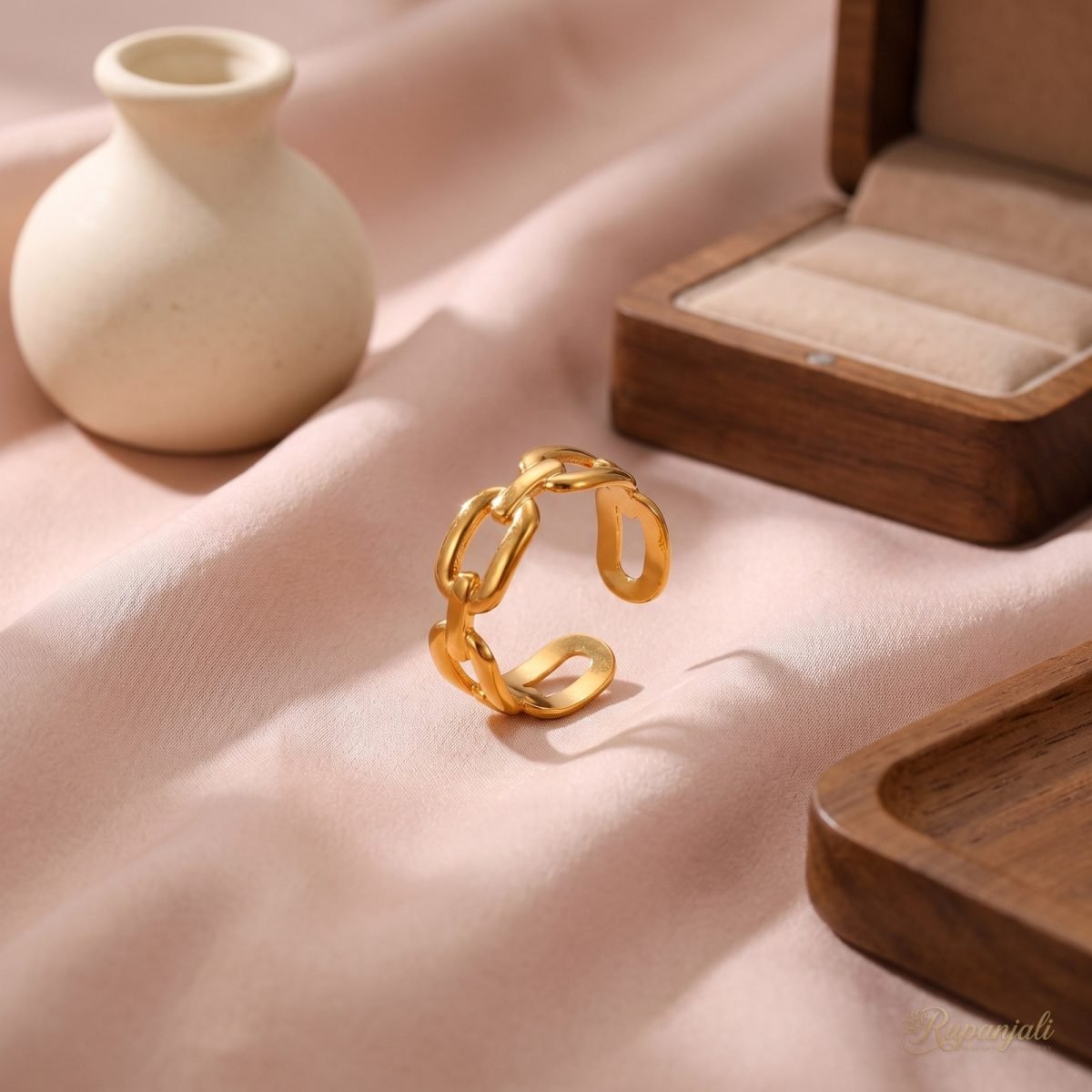 Gold Chain Link Open Ring for Women — Paperclip Band 2