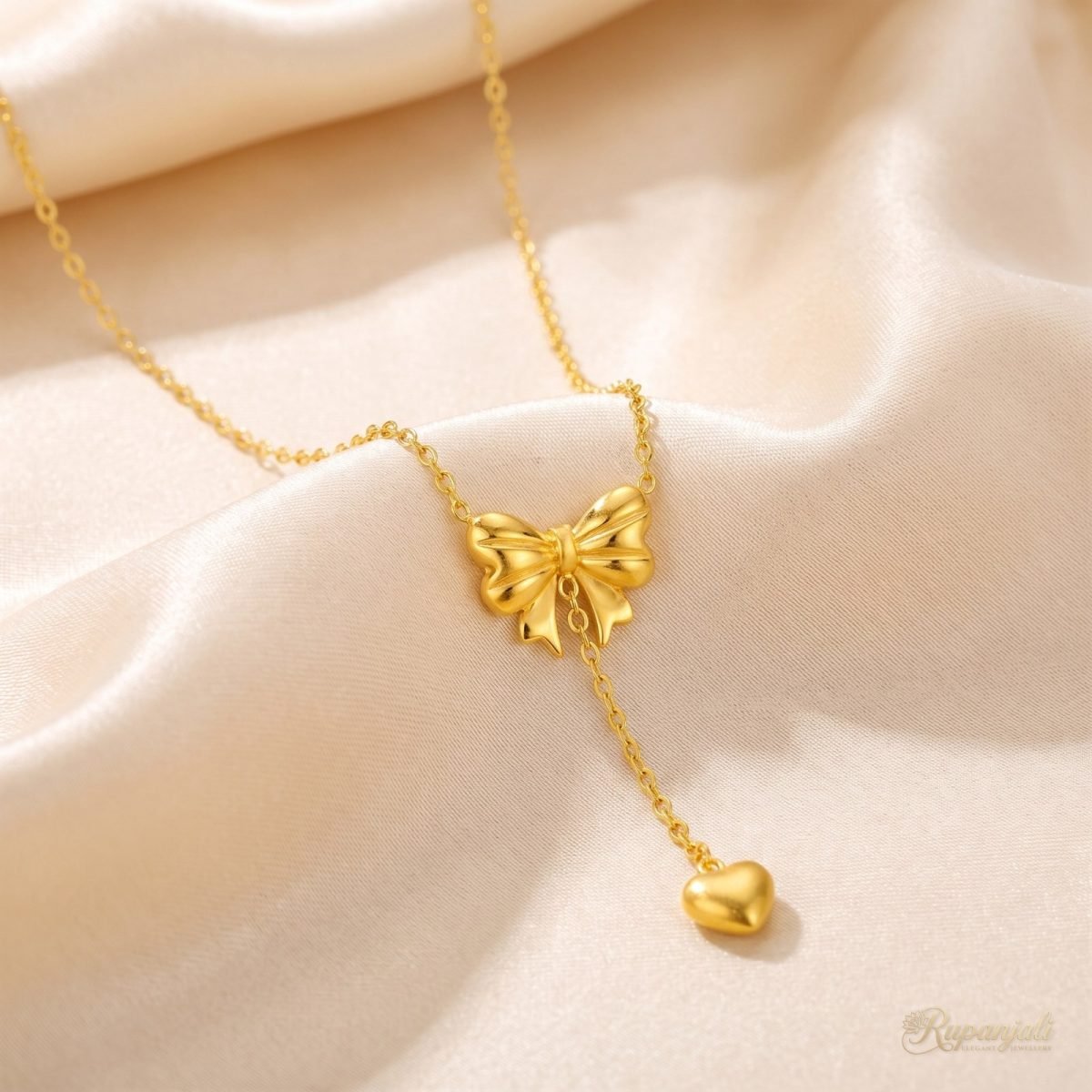 Princess Bow Necklace — Heart Drop 1