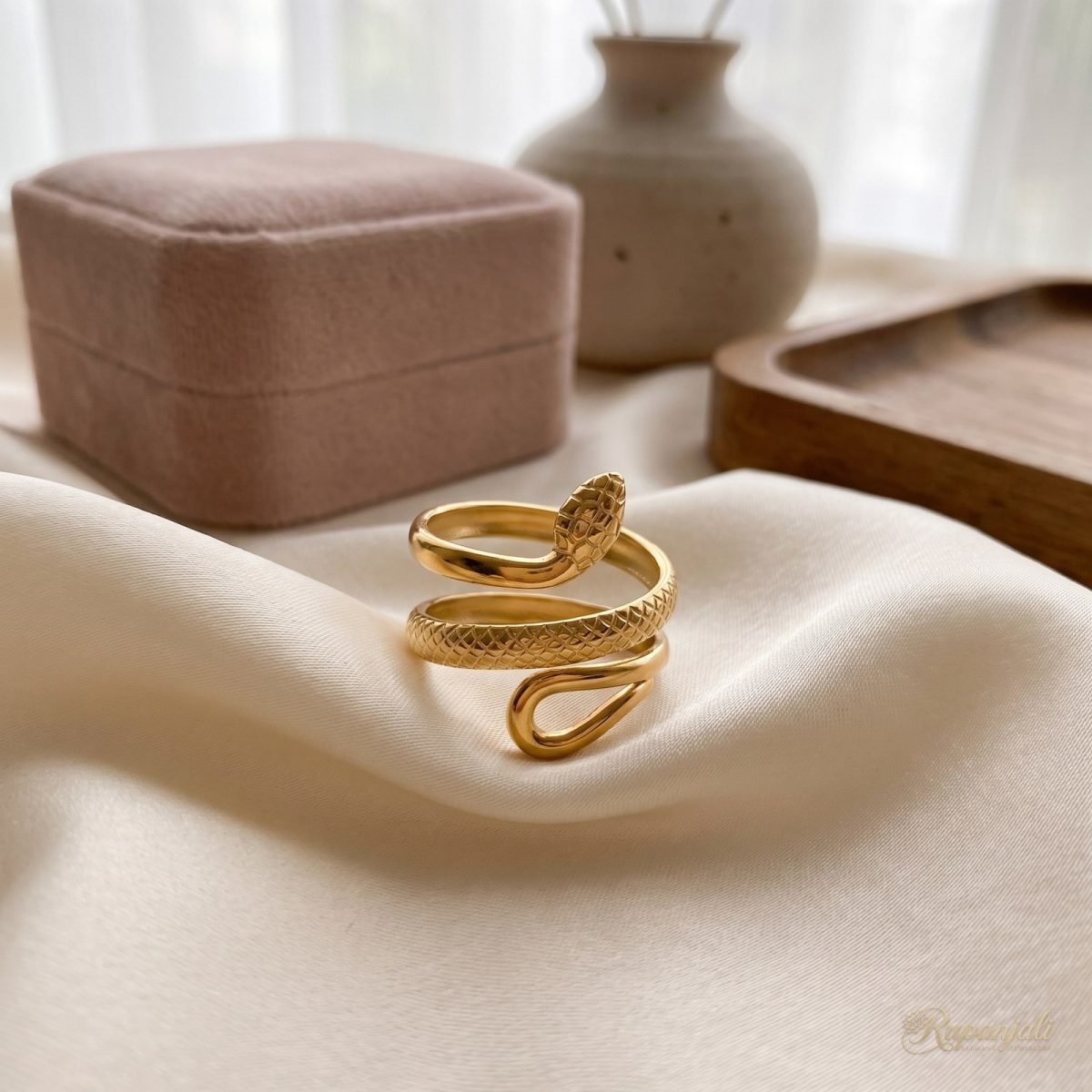 Gold Snake Wrap Ring — Adjustable Serpent Coil Statement 2