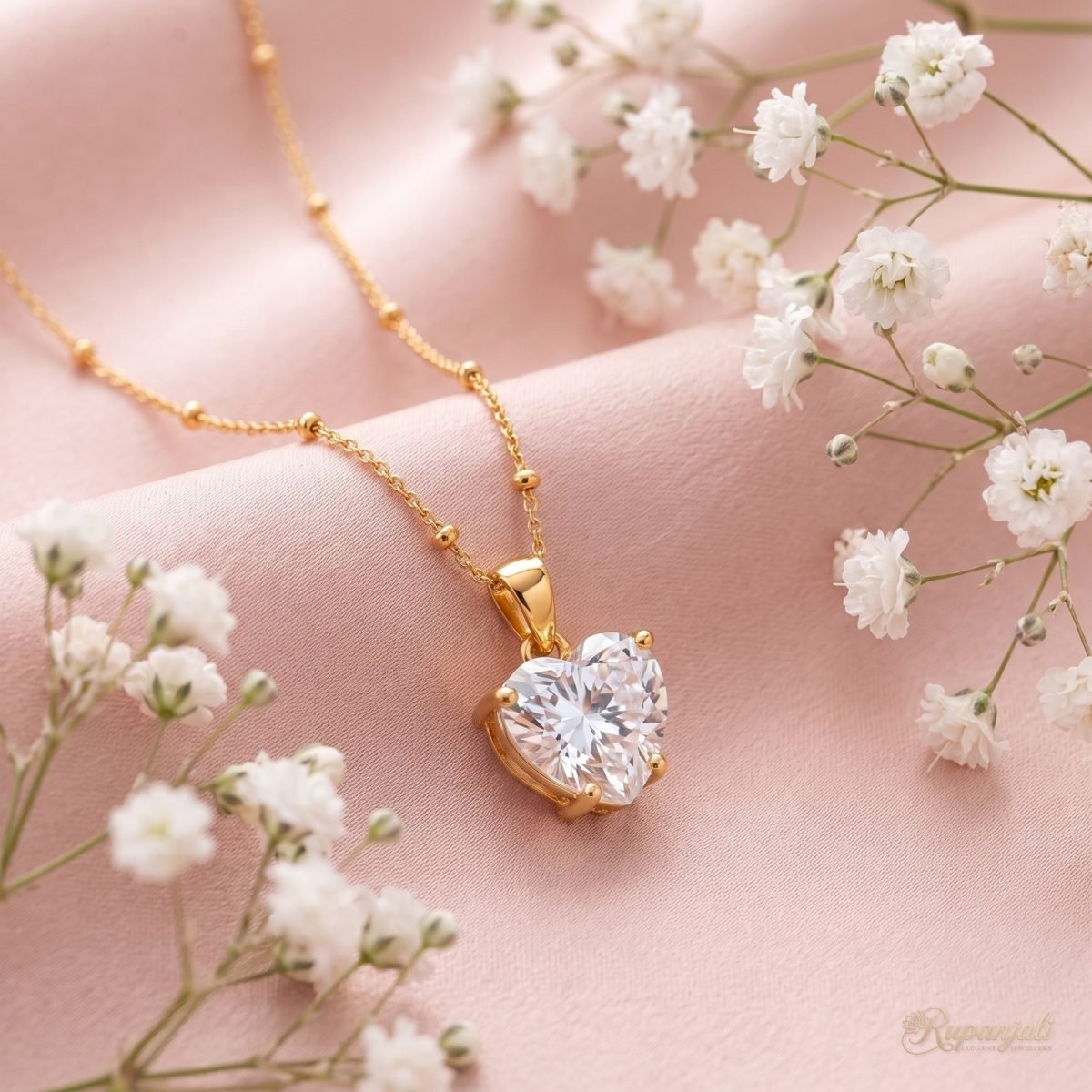Heart Solitaire Zircon Necklace — 18K Plated Satellite Chain 3