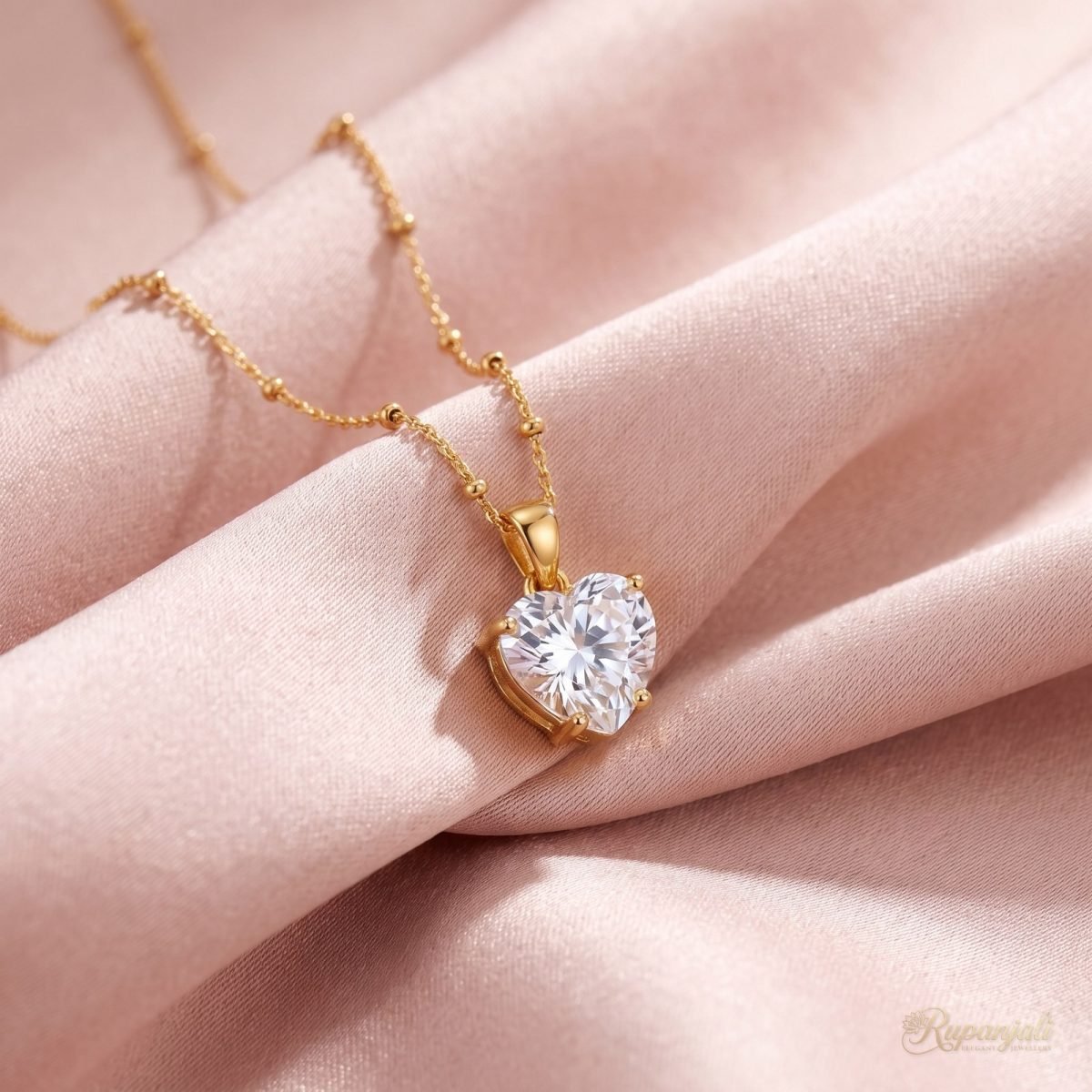 Heart Solitaire Zircon Necklace — 18K Plated Satellite Chain 4