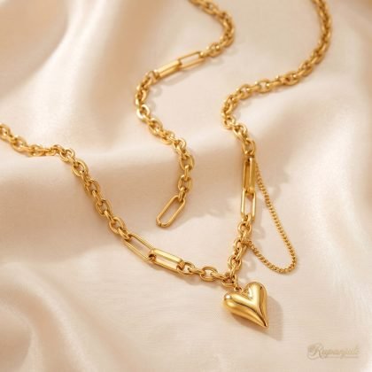 Tassel Heart Chain Necklace — Mixed Link Statement