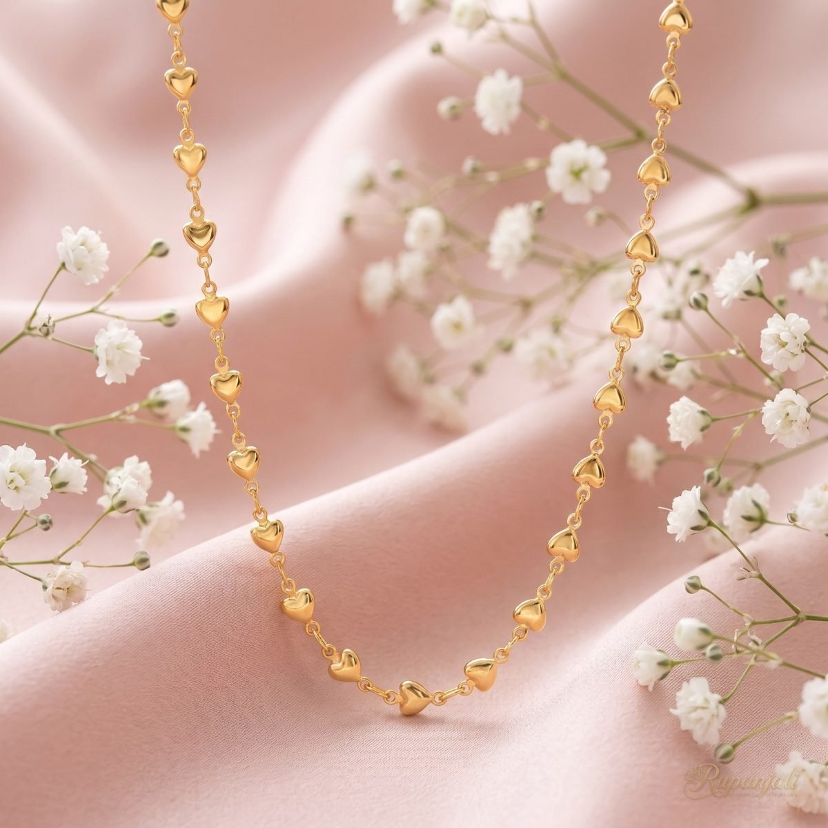 Gold Heart Link Chain Necklace — 18K Plated Linked Hearts 3