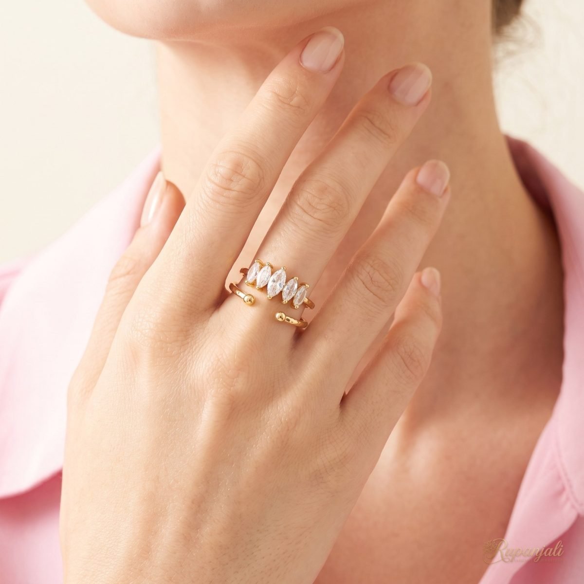French Marquise Ring — Five Stone Crown 5