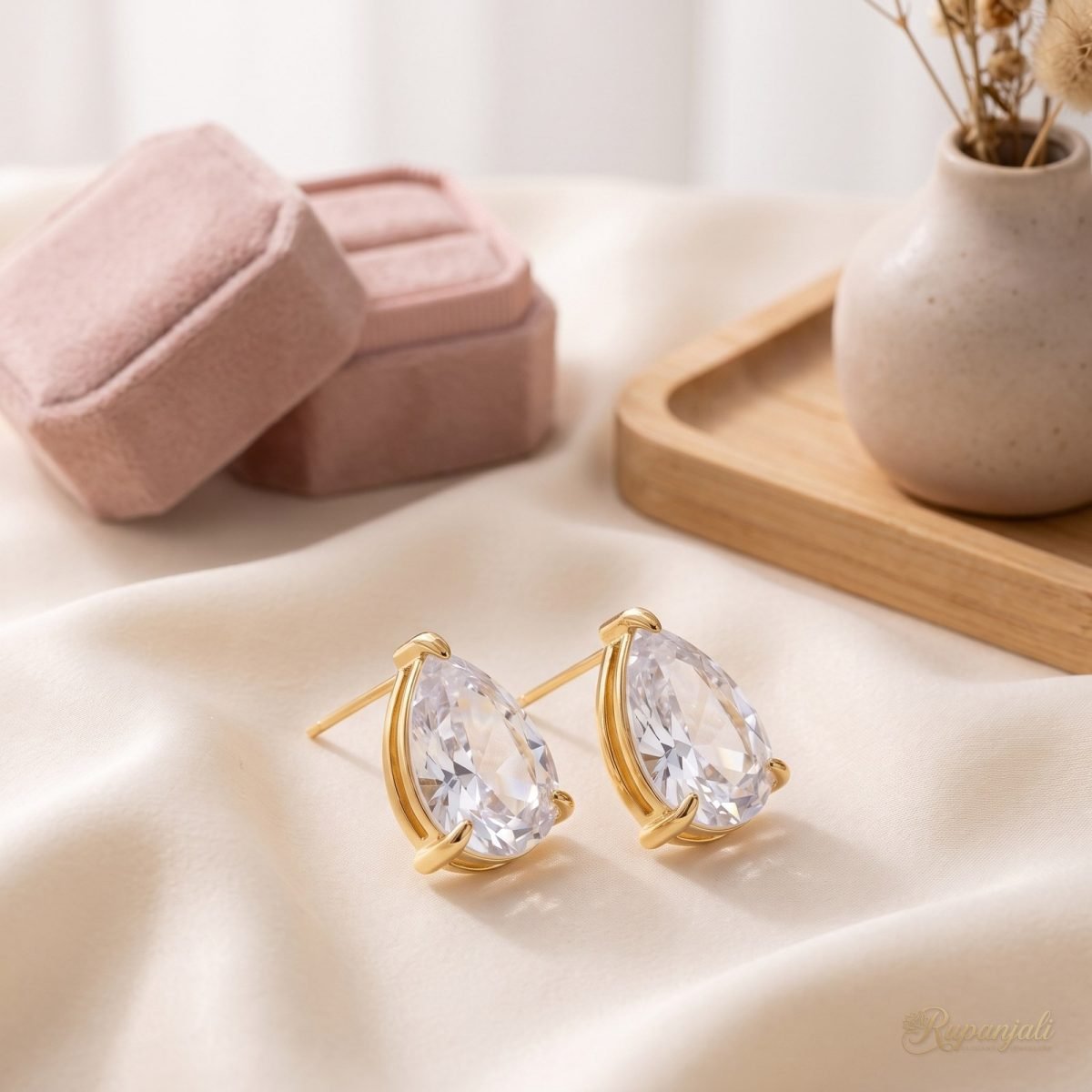 Pear Zircon Stud Earrings — Water Drop 2