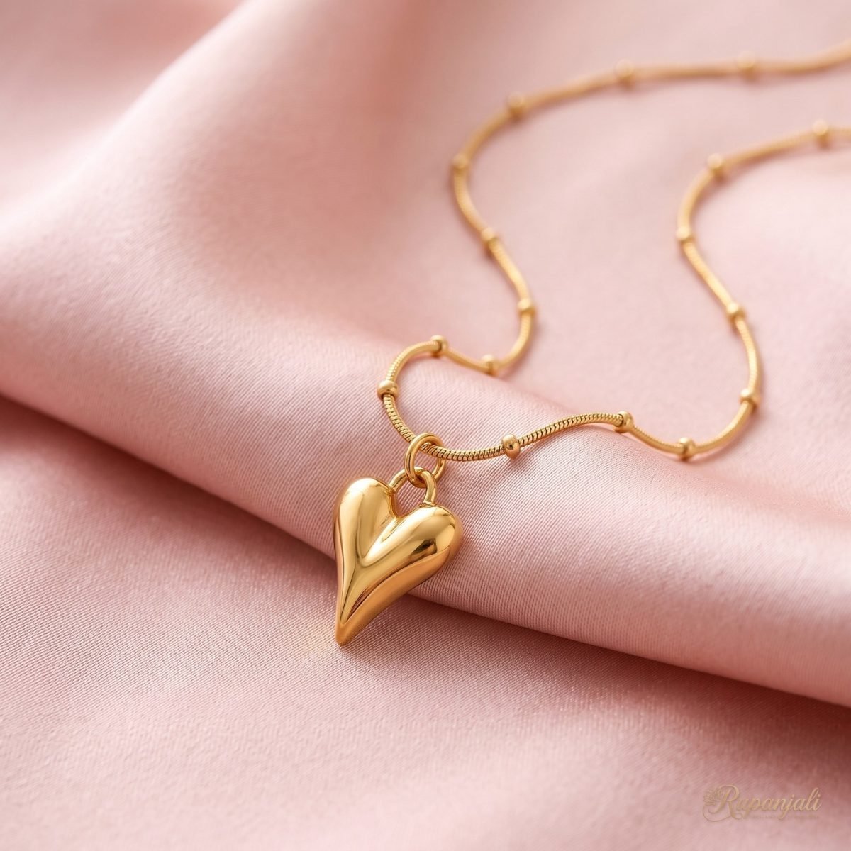 Sculpted Heart Necklace — Beaded Chain 4