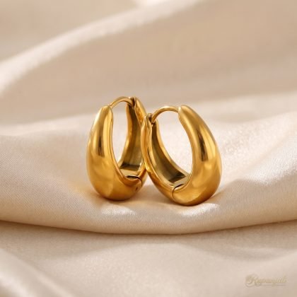 Gold U-Shape Huggie Hoop Earrings for Women — Chunky Dome