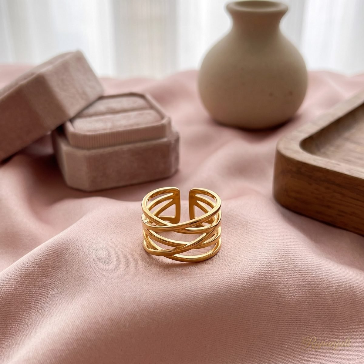 Gold Irregular Coil Open Ring — Airy Wire Lattice 2