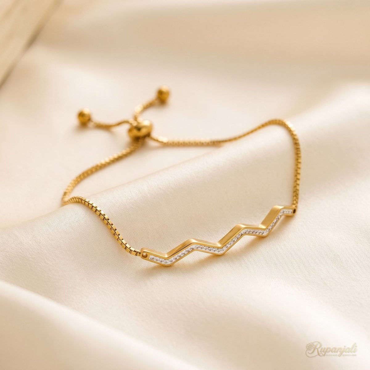Zircon Wave Bracelet — Adjustable Slide 1