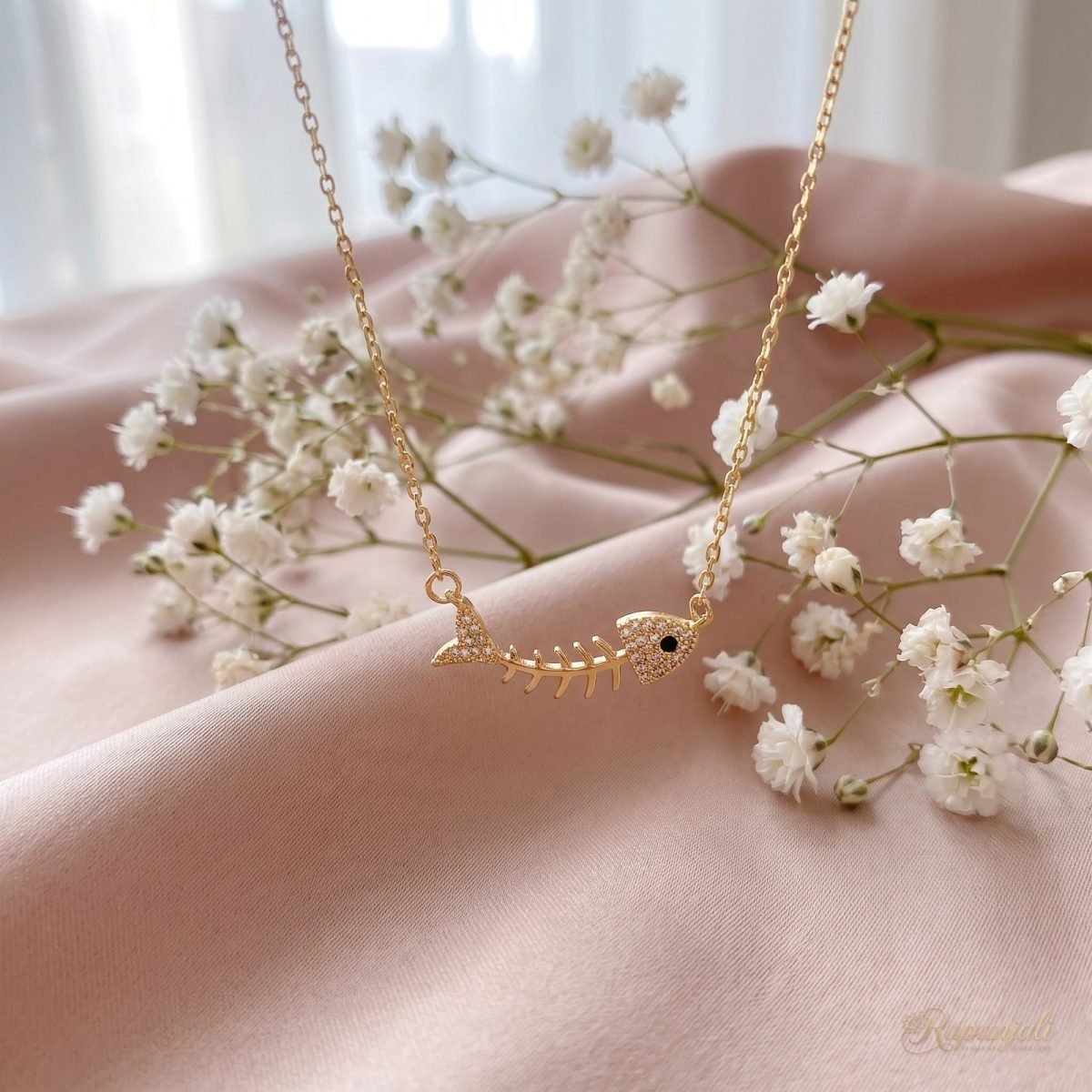 Fishbone Pendant Necklace — Pave Zircon Clavicle Chain 3