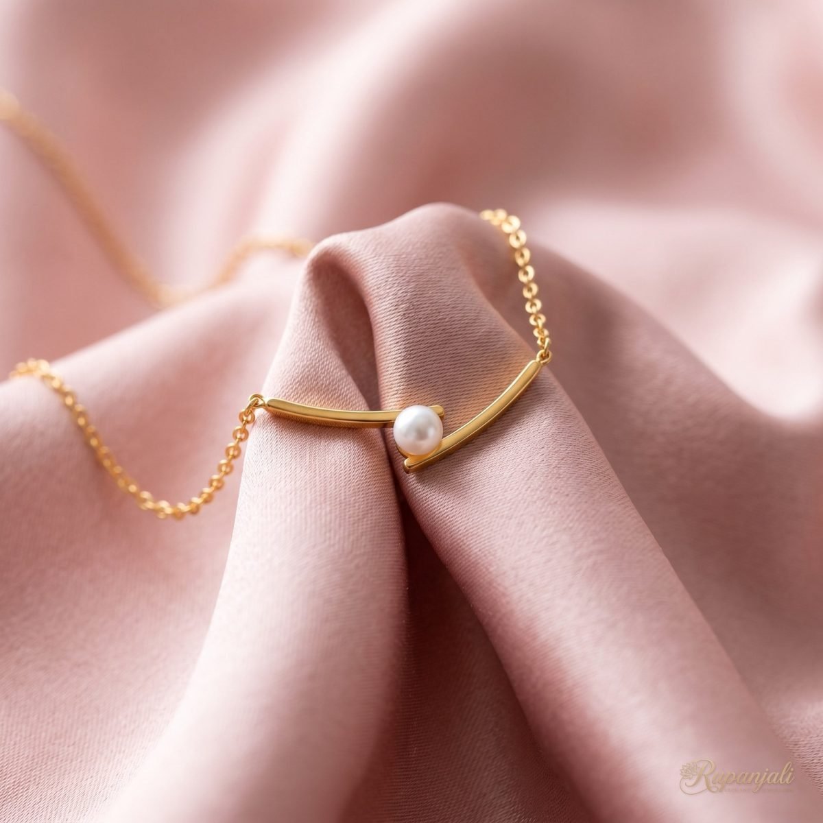 Pearl Bypass Bar Necklace — Minimalist Titanium Steel 4