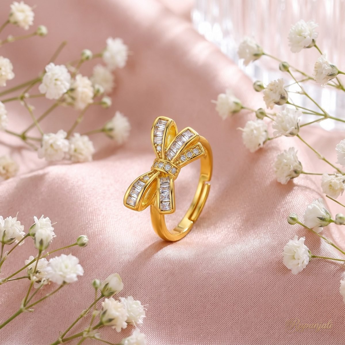 Baguette Bow Ring — Channel-Set Ribbon 3