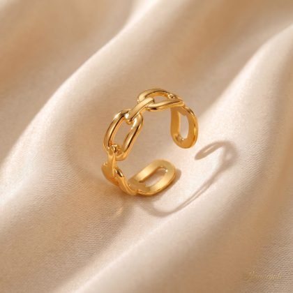 Gold Chain Link Open Ring for Women — Paperclip Band