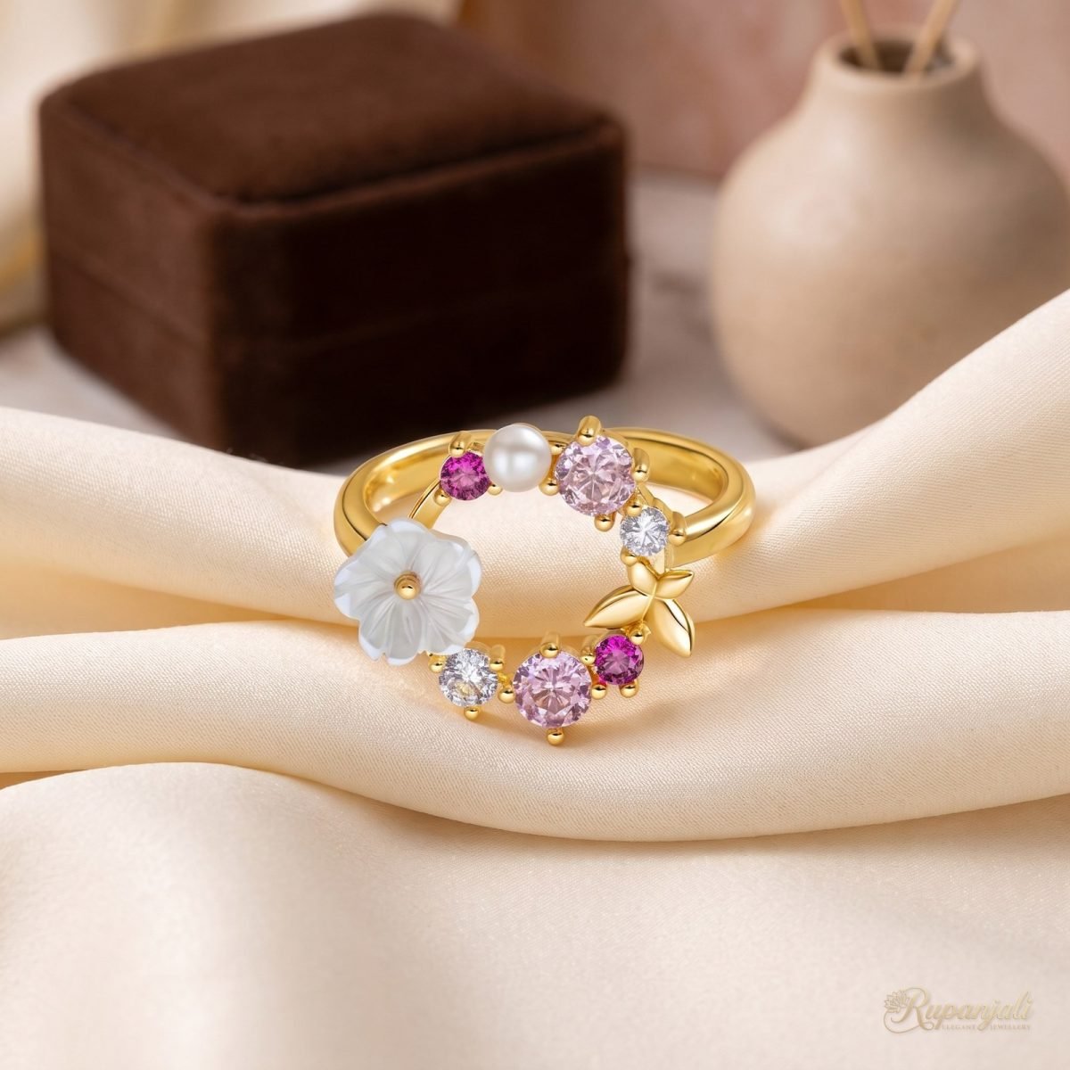 Flower Wreath Ring — Shell Blossom, Pearl & Butterfly 2