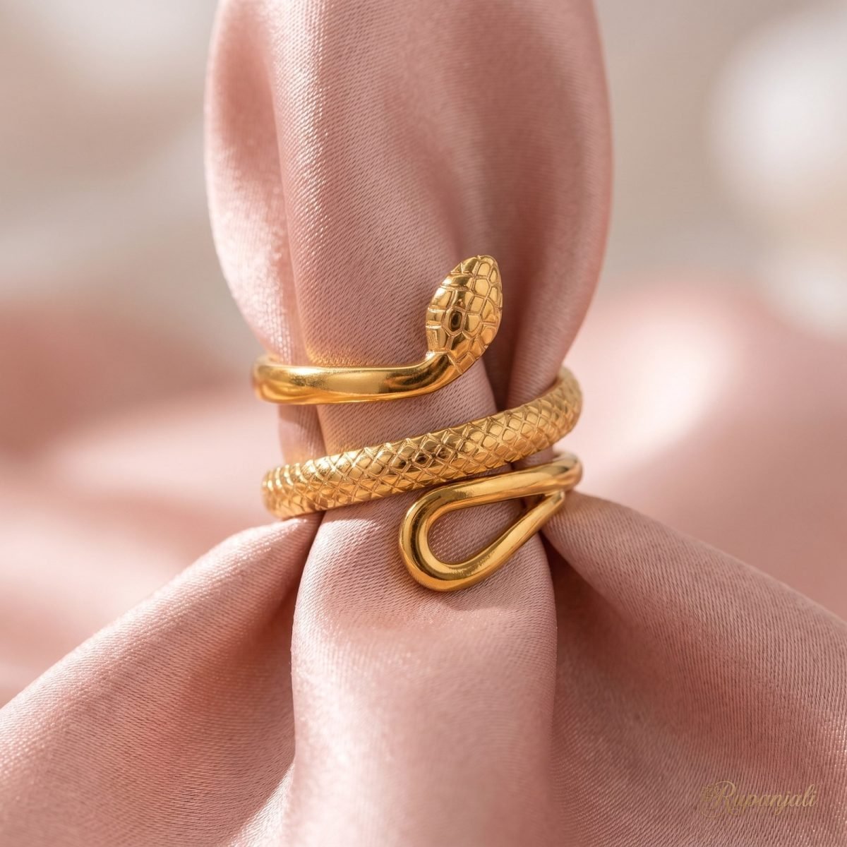 Gold Snake Wrap Ring — Adjustable Serpent Coil Statement 4
