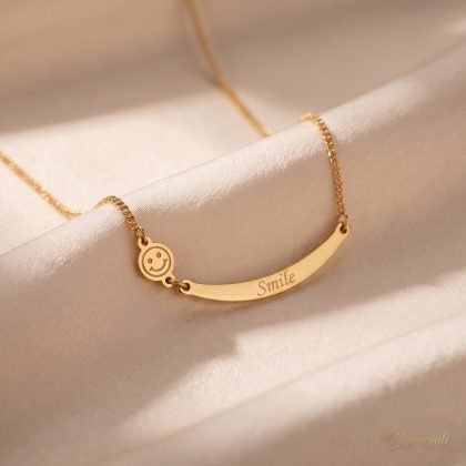 Smile Bar Necklace — Smiley Charm