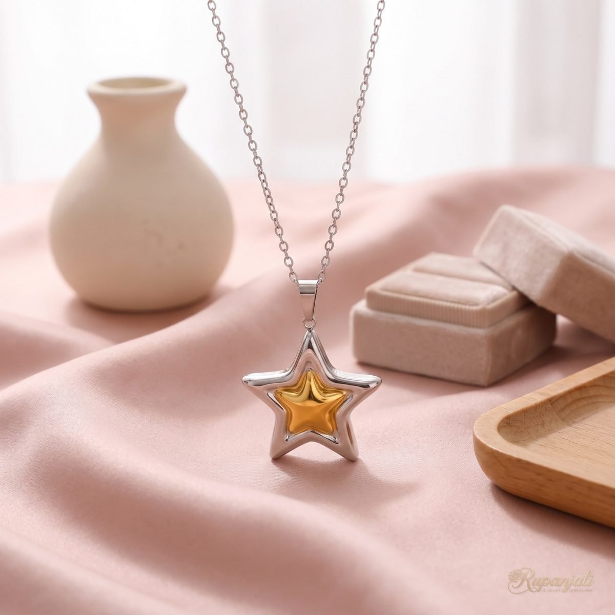 Gold & Silver Two-Tone Star Pendant Necklace for Women 2