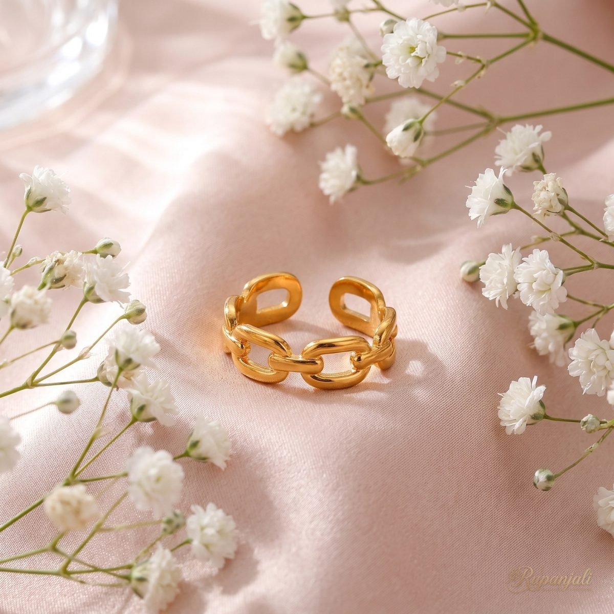 Gold Chain Link Open Ring for Women — Paperclip Band 3