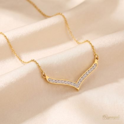 Crystal V Necklace — Wishbone Bar