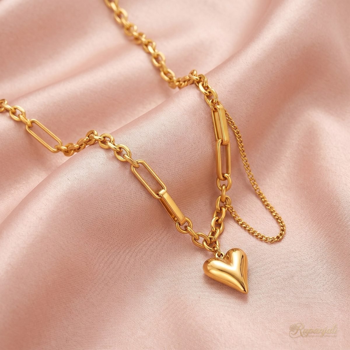 Tassel Heart Chain Necklace — Mixed Link Statement 4
