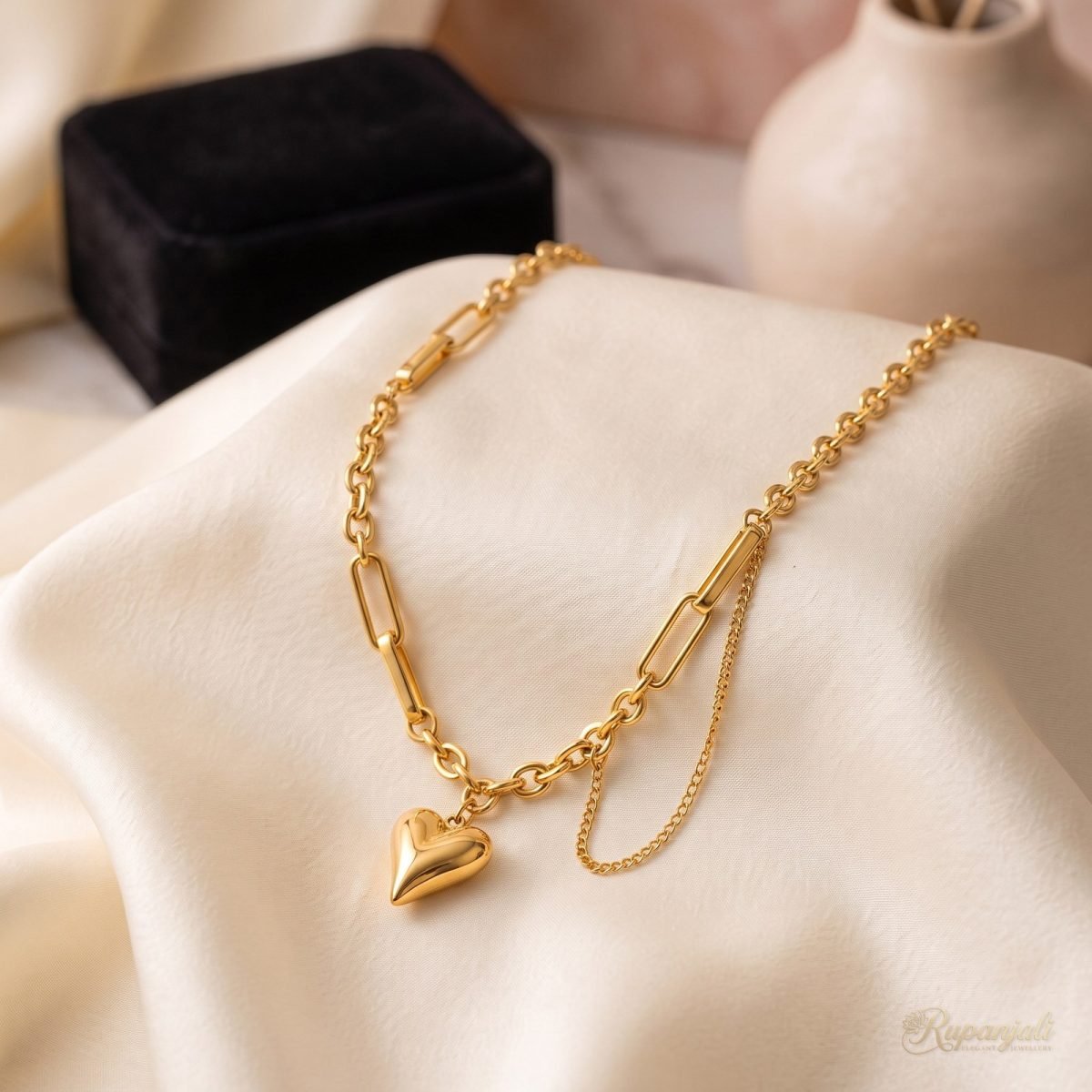 Tassel Heart Chain Necklace — Mixed Link Statement 2