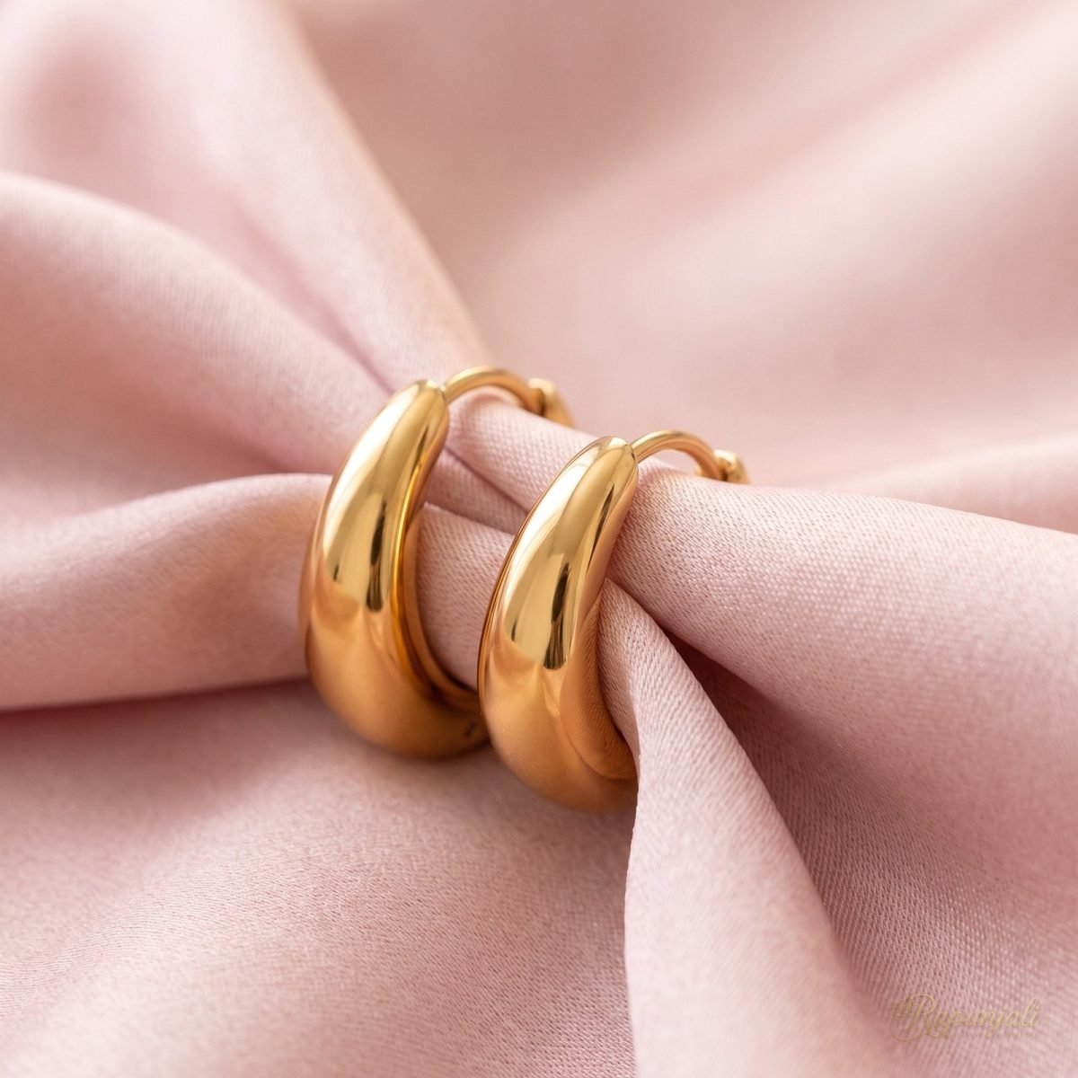 Gold U-Shape Huggie Hoop Earrings for Women — Chunky Dome 4