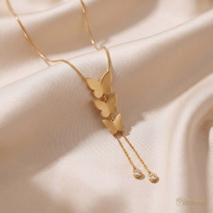 Butterfly Trio Necklace — Tassel Drop