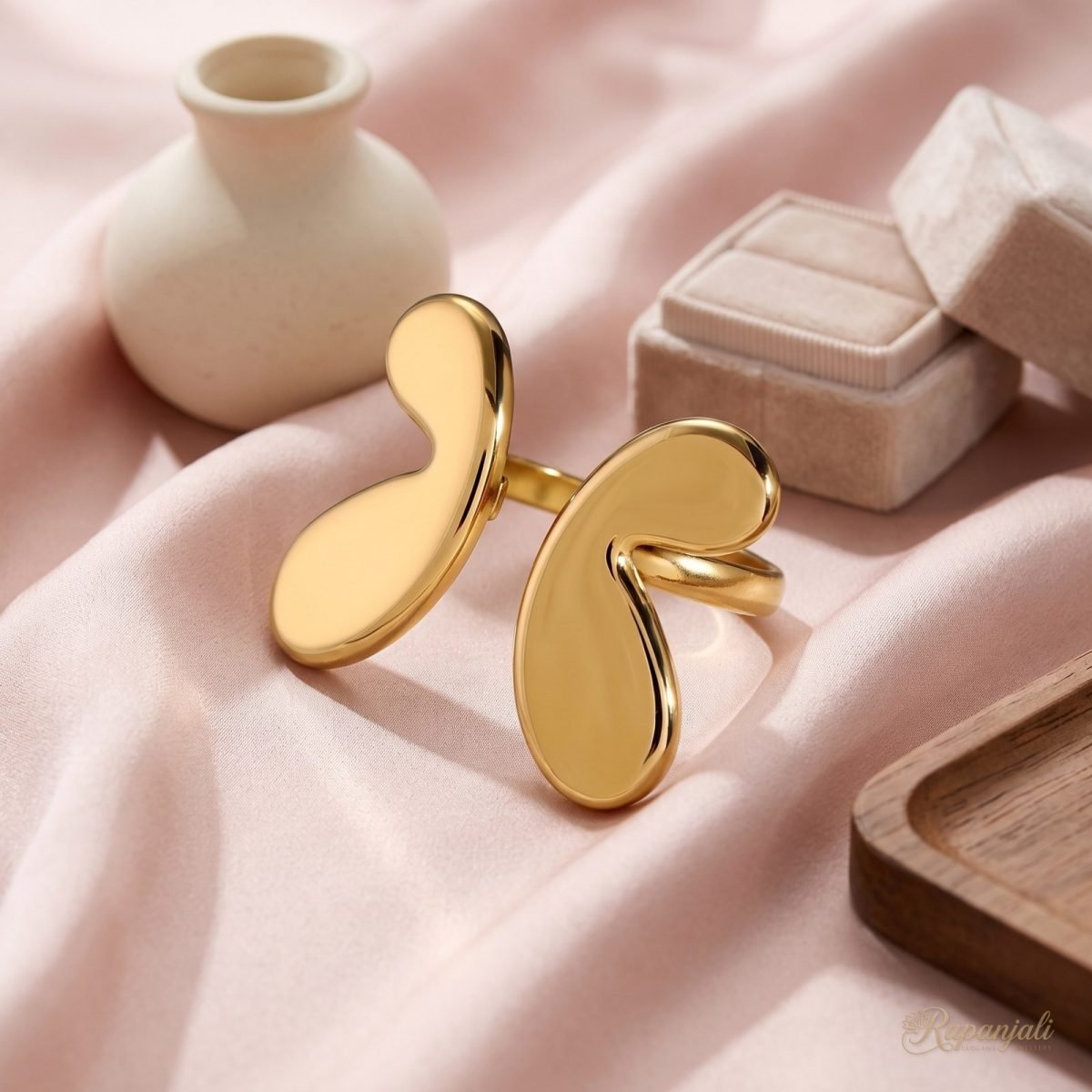 Gold Bow Wing Open Ring for Women — Sculptural Statement 2
