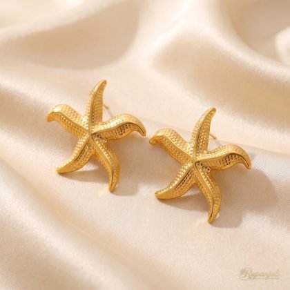 Gold Starfish Stud Earrings for Women — Sea Star Statement