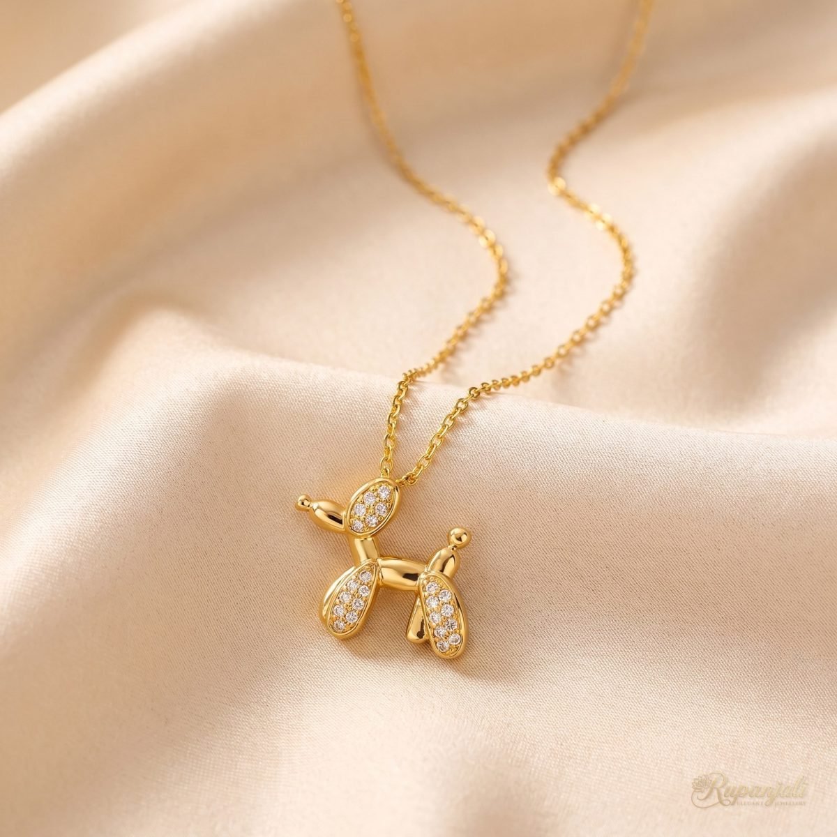 Balloon Dog Necklace — Micro Zircon Puppy Charm 1