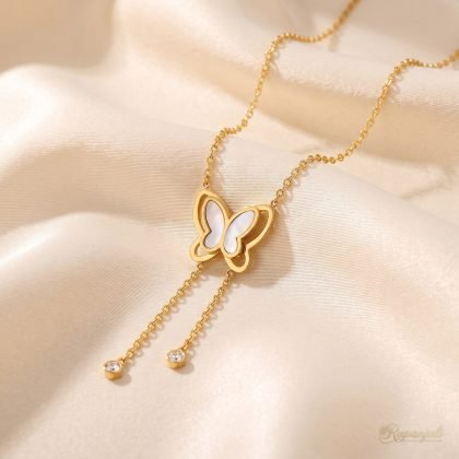 Shell Butterfly Tassel Necklace — Lariat Drop